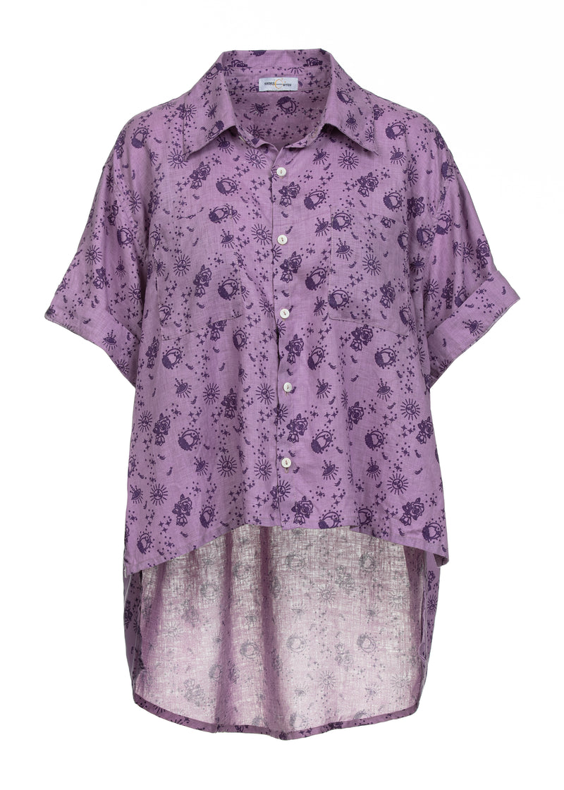 ethically made sustainable purple linen shirt