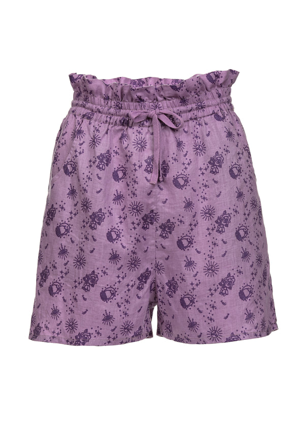 ethically and sustainably made purple linen shorts