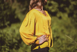 ethically made sustainable golden blouse