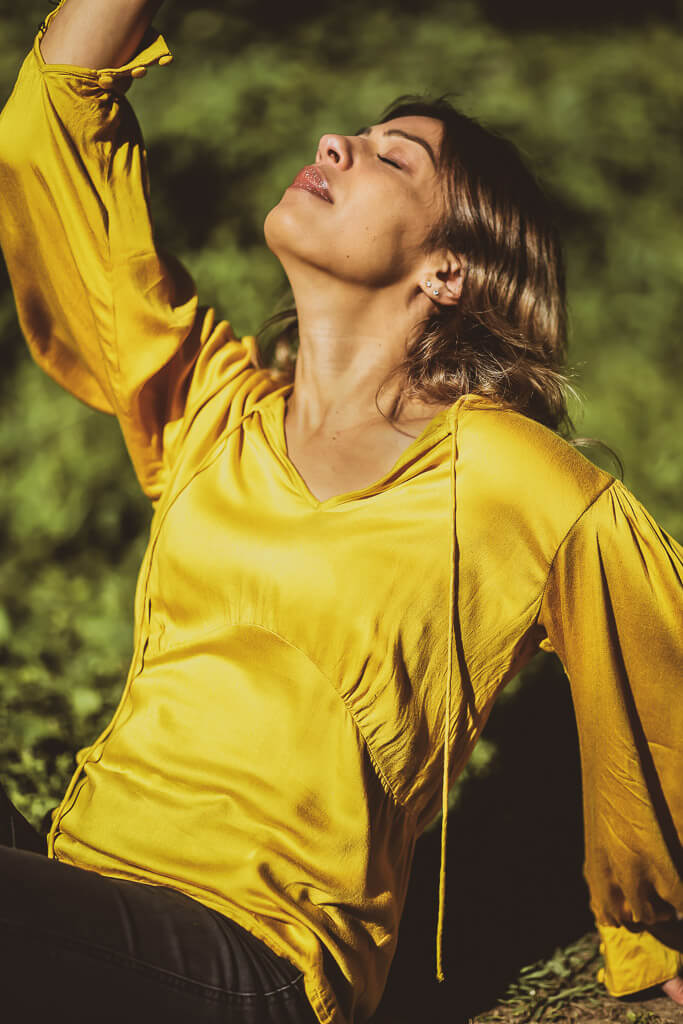 ethically made sustainable golden blouse 