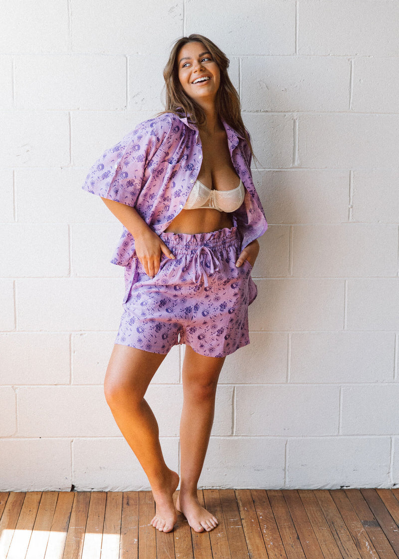 oversized purple linen shirt ethical and sustainable