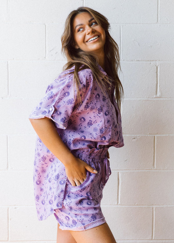 oversized purple linen shirt ethical and sustainable