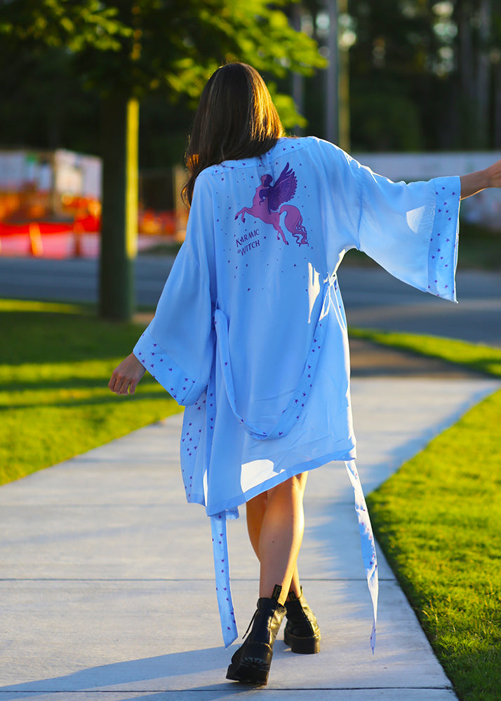 Ethically made robe with pegasus print